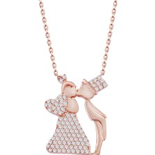 Gül Endam 925 Ayar Gümüş Zirkon Taşlı Gelin Damat Kolye - Model - 2