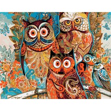 Womb Hobby Womb Hobby Baykuş Sayılarla Boyama Seti 40 x 50 cm Tuvale Gerili