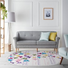 Alanur Home Alanur Trend Kaymaz Dod Tabanlı Saçaklı Dijital Halı Oval Multi̇