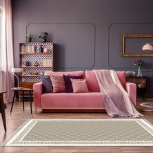 Alanur Home Alanur Trend Kaymaz Dod Tabanlı Saçaklı Dijital Halı Camel