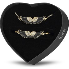 Forentina Siyah Mineli Melek Kanadı Kolye Bileklik Set PS1556