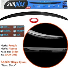 Sunplex Renault Fluence 2009-2016 Spoiler Bagaj Çıtası Piano Black