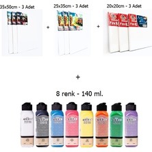 Artdeco Akrilik Boya 8'li 140ML  + Aşkar 9'lu Tuval Seti