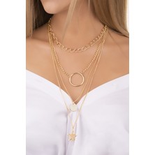 Diversity Jewelry Kadın Sarı Yıldız Kombin Kolye