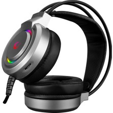 Rampage Rm-X5 Aırs Gri 7.1 USB Rgb LED Mikrofonlu Kulaküstü Kulaklık