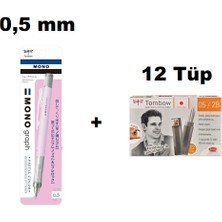 Tombow Mono Graph Mekanik Kurşun Kalem 0.5mm Lavanta + 12 Tüp Tombow 0.5mm 2B Min