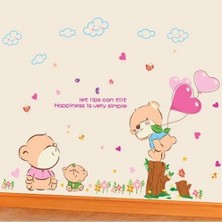 Kt Decoration Kalpler ve Sevimli Ayıcıklar Bebek ve Çocuk Odası Dekorasyonu Duvar Dekoru