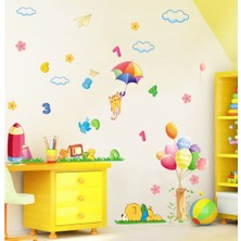 Kt Decoration Bebek Odası Dekorasyonu Renkli Dekoratif Sevimli Kedi ve Sayılar Pvc Duvar Sticker Hediyelik