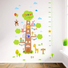 Kt Decoration Ağaç Ev Sevimli Hayvanlar Boy Ölçer Bebek ve Çocuk Odası Dekoru