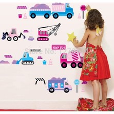 Kt Decoration Pembe Mavi Araçlar Bebek ve Çocuk Odası Duvar Dekorasyonu Duvar Sticker