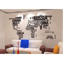 Kt Decoration Dünya Haritası Atlas Ülke Isimlerinden Oluşan Xl Pvc Duvar Sticker Ev Dekorasyonu