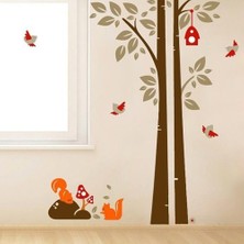 Kt Decoration Ağaç Sincap Kuşlar Çocuk ve Bebek Odası Pvc Duvar Sticker