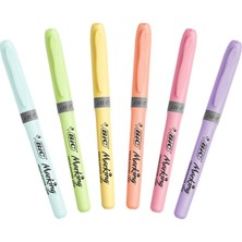 Bic 992561 Brite Liner Grip Pastel Fosforlu Kalem 6'lı + Silka Curved Rainbow Neon Pastel Silgi 8'li