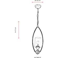 AVONNI AV-1660-1E Eskitme Kaplama Modern Avize E27 Metal Cam 25cm