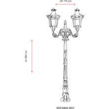 AVONNI BDR-68008-2BSY Siyah Elektrostatik Toz Boyalı Dış Mekan Aydınlatma E27 Aluminyum Akrilik Cam 115cm