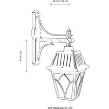 AVONNI BAP-68038-BSY-M1-OP Siyah Boyalı Dış Mekan Aydınlatma E27 Aluminyum Cam 40x23cm