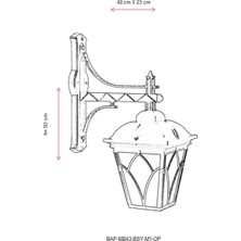 AVONNI BAP-68043-BSY-M1-OP Siyah Boyalı Dış Mekan Aydınlatma E27 Aluminyum Cam 40x23cm