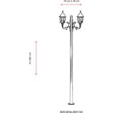 AVONNI BDR-68184-2BSY-M3 Siyah Boyalı Dış Mekan Aydınlatma E27 Çelik Boru ABS Akrilik Cam 70x30cm