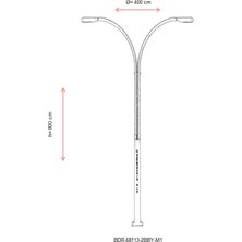 AVONNI BDR-68113-2BBY-M1 Beyaz Elektrostatik Toz Boyalı Dış Mekan Aydınlatma LED Çelik Boru 400cm