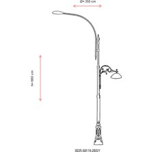 AVONNI BDR-68119-2BSY Siyah Elektrostatik Toz Boyalı Dış Mekan Aydınlatma LED Çelik Boru Aluminyum 350cm