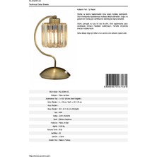 AVONNI ML-65244-1E Eskitme Kaplama Masa Lambası E27 Metal Kristal 20x25cm