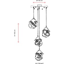 AVONNI AV-60215-4KT Krom Kaplama Modern Avize E27 Metal Cam 40cm