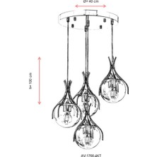 AVONNI AV-60161-4KT Krom Kaplama Modern Avize E27 Metal Cam 40cm