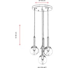 AVONNI AV-60216-4ET Eskitme Kaplama Modern Avize E27 Metal Cam 40cm