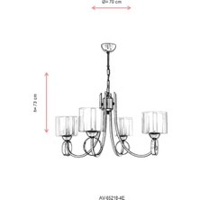 AVONNI AV-65218-4E Eskitme Kaplama Modern Avize E27 Metal Cam 70cm
