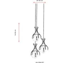 AVONNI AV-60161-3ET Eskitme Kaplama Modern Avize E27 Metal Cam 40cm