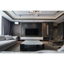 AVONNI AV-60230-8BSY Siyah Boyalı Modern Avize E27 Metal Kristal 80cm