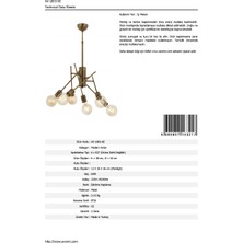 AVONNI AV-60253-6E Eskitme Kaplama Modern Avize E27 Metal 60cm