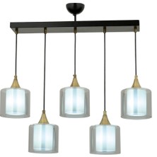 AVONNI AV-65233-5Y-BSY-F Siyah Boyalı Modern Avize E27 Metal Cam 75x14cm