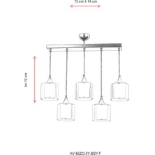AVONNI AV-65233-5Y-BSY-F Siyah Boyalı Modern Avize E27 Metal Cam 75x14cm