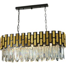 AVONNI AV-60198-BSY100X35 Eskitme/Siyah Boyalı Modern Avize E14 Metal Cam Kristal 100x35cm