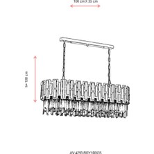 AVONNI AV-60198-BSY100X35 Eskitme/Siyah Boyalı Modern Avize E14 Metal Cam Kristal 100x35cm