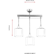 AVONNI AV-65233-3Y-BSY-F Siyah Boyalı Modern Avize E27 Metal Cam 60x14cm