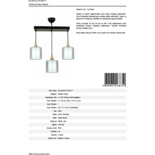 AVONNI AV-65233-3Y-BSY-F Siyah Boyalı Modern Avize E27 Metal Cam 60x14cm