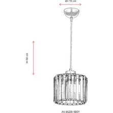 AVONNI AV-65239-1BSY Siyah Boyalı Modern Avize E27 Metal Kristal 19cm
