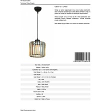 AVONNI AV-65239-1BSY Siyah Boyalı Modern Avize E27 Metal Kristal 19cm