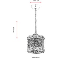 AVONNI AV-65240-1K Krom Kaplama Modern Avize E27 Metal Kristal 17cm