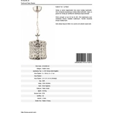 AVONNI AV-65240-1K Krom Kaplama Modern Avize E27 Metal Kristal 17cm