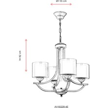 AVONNI AV-65228-4E Eskitme Kaplama Modern Avize E27 Metal Cam 55cm