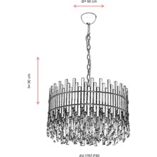 AVONNI AV-60162-E60 Eskitme Kaplama Klasik Avize E27 Metal Kristal 60cm