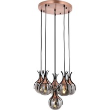 AVONNI AV-60161-6T-BSY Siyah Boyalı Modern Avize E27 Metal Cam 50cm