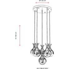 AVONNI AV-60161-6T-BSY Siyah Boyalı Modern Avize E27 Metal Cam 50cm