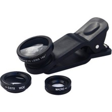 Matesstore Balık Gözü Lens Fish Eye 3 Wide Geniş Açılı Makro Telefon Lensi