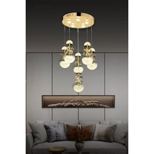 Luna Lighting Modern Luxury Kristal Taşlı 6lı Sarkıt LED Avize  Gold Sarı