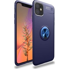 CaseArt Apple iPhone 11 Kılıf Renkli Yüzüklü Manyetik Silikon Kapak Mavi