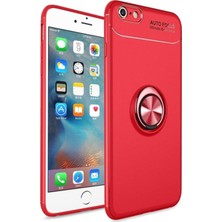 CaseArt Apple iPhone 6s Plus Kılıf Renkli Yüzüklü Manyetik Silikon Kapak Kırmızı
